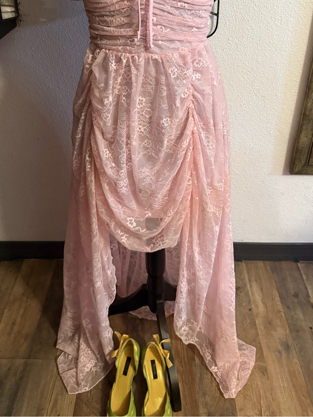 Sugar Thrillz Ruled By Love Pink Floral Lace Draped Maxi Dress •Size S• - Picture 10 of 10